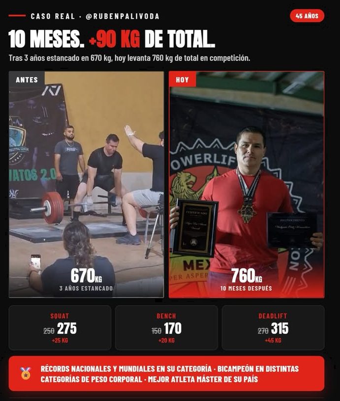 Vladymir: de 670 a 760 kg de total en 10 meses